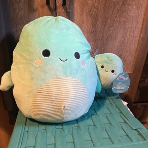 Squishmallows Teal and Cream Plush Pillow